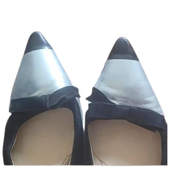 Authentic Prada Women's Metallic Silver & Black Flat. Size 8.5 (Designer 38.5). - Picture 5 of 5